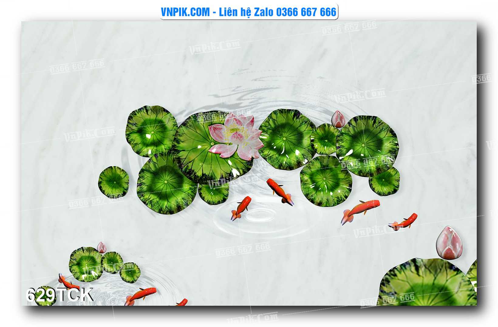 Tranh Hoa Sen – Cá Koi – Cá Chép  629TCK