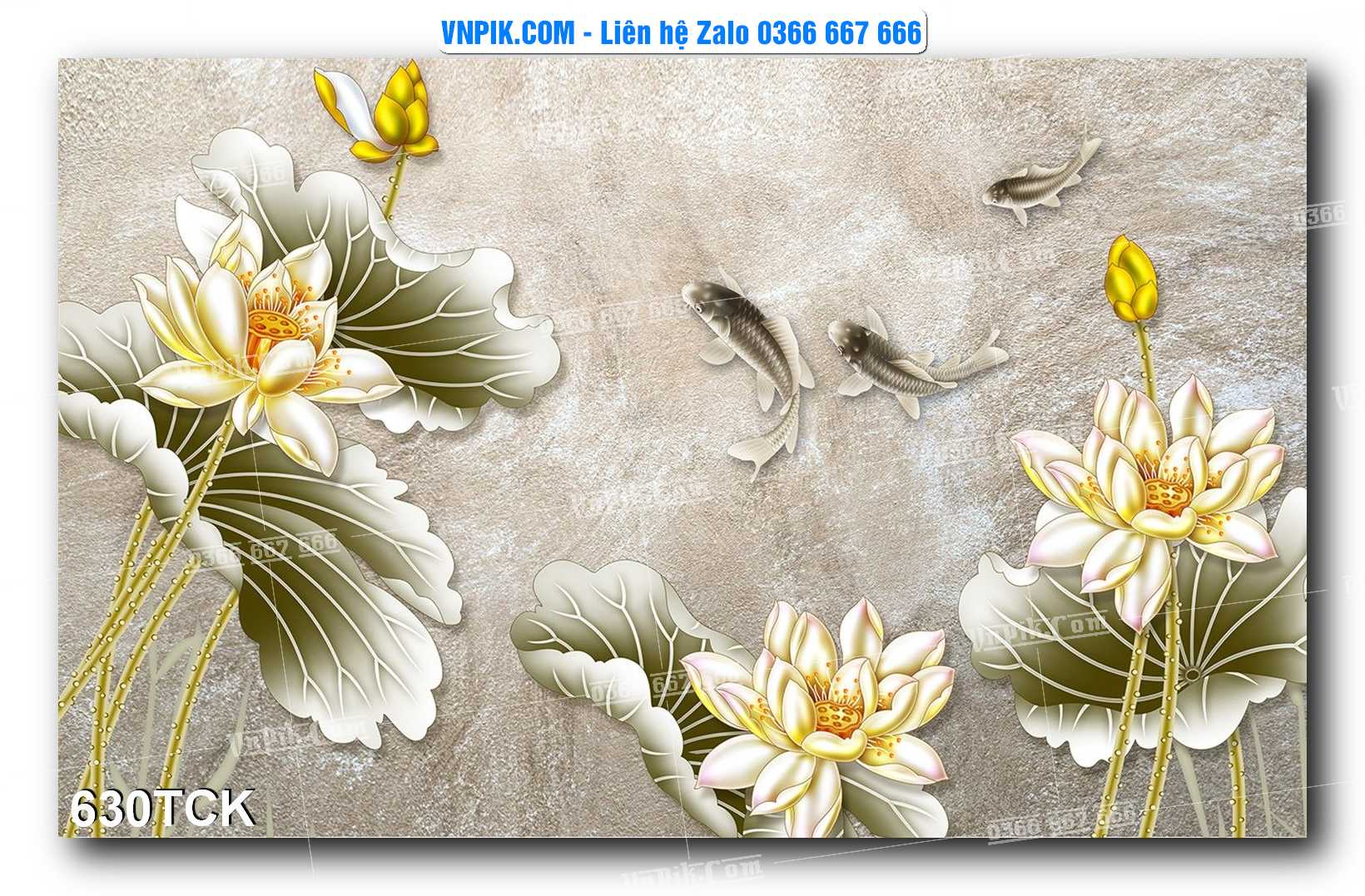 Tranh Hoa Sen – Cá Koi – Cá Chép  630TCK