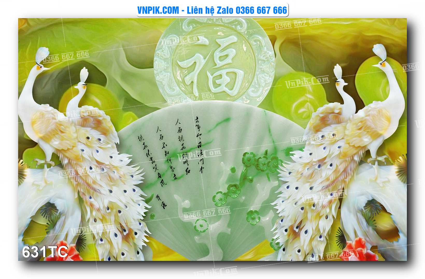 Tranh Treo Tường – Chim Công Hoa Mẫu Đơn 631TC