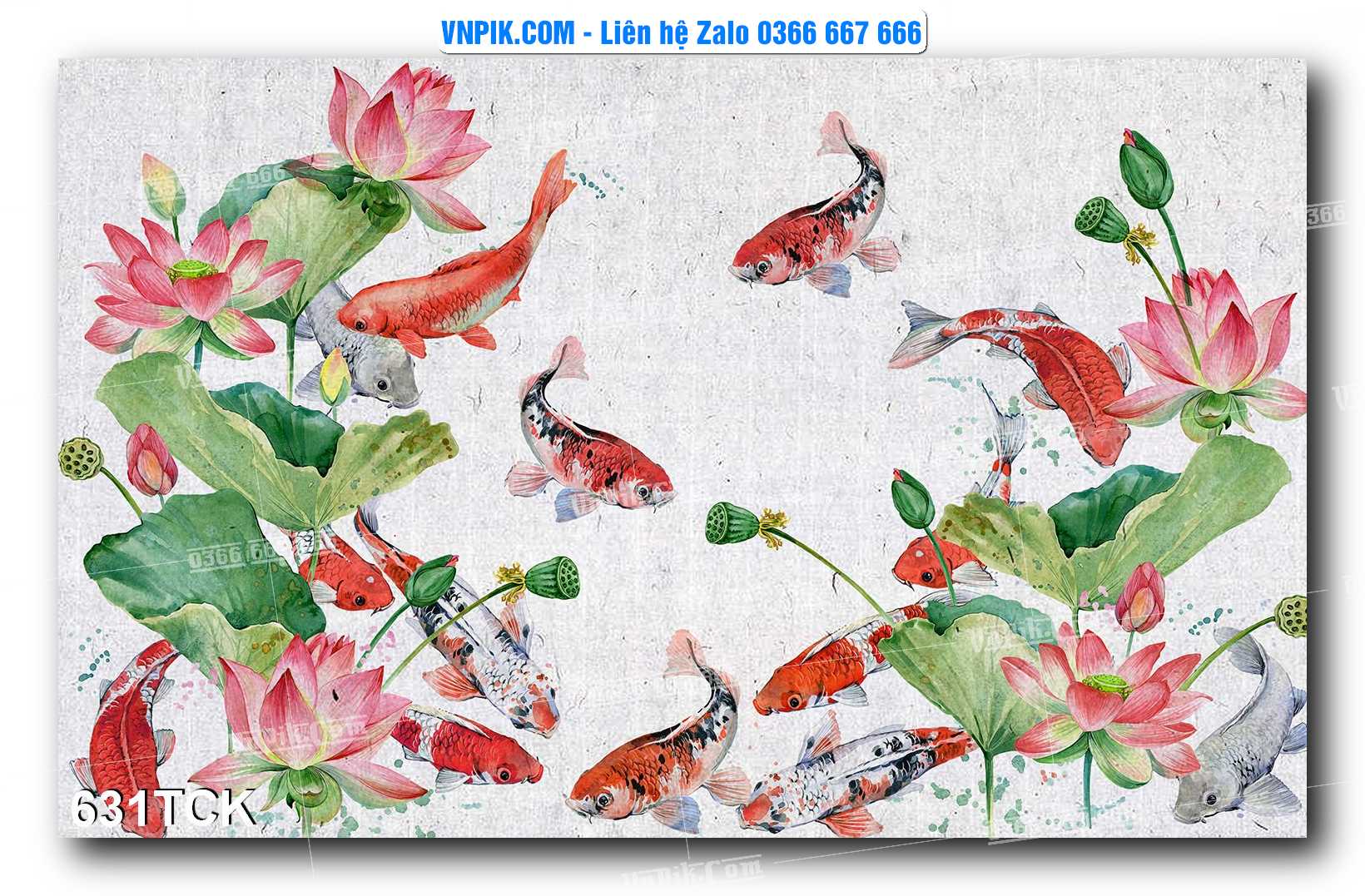 Tranh Hoa Sen – Cá Koi – Cá Chép  631TCK