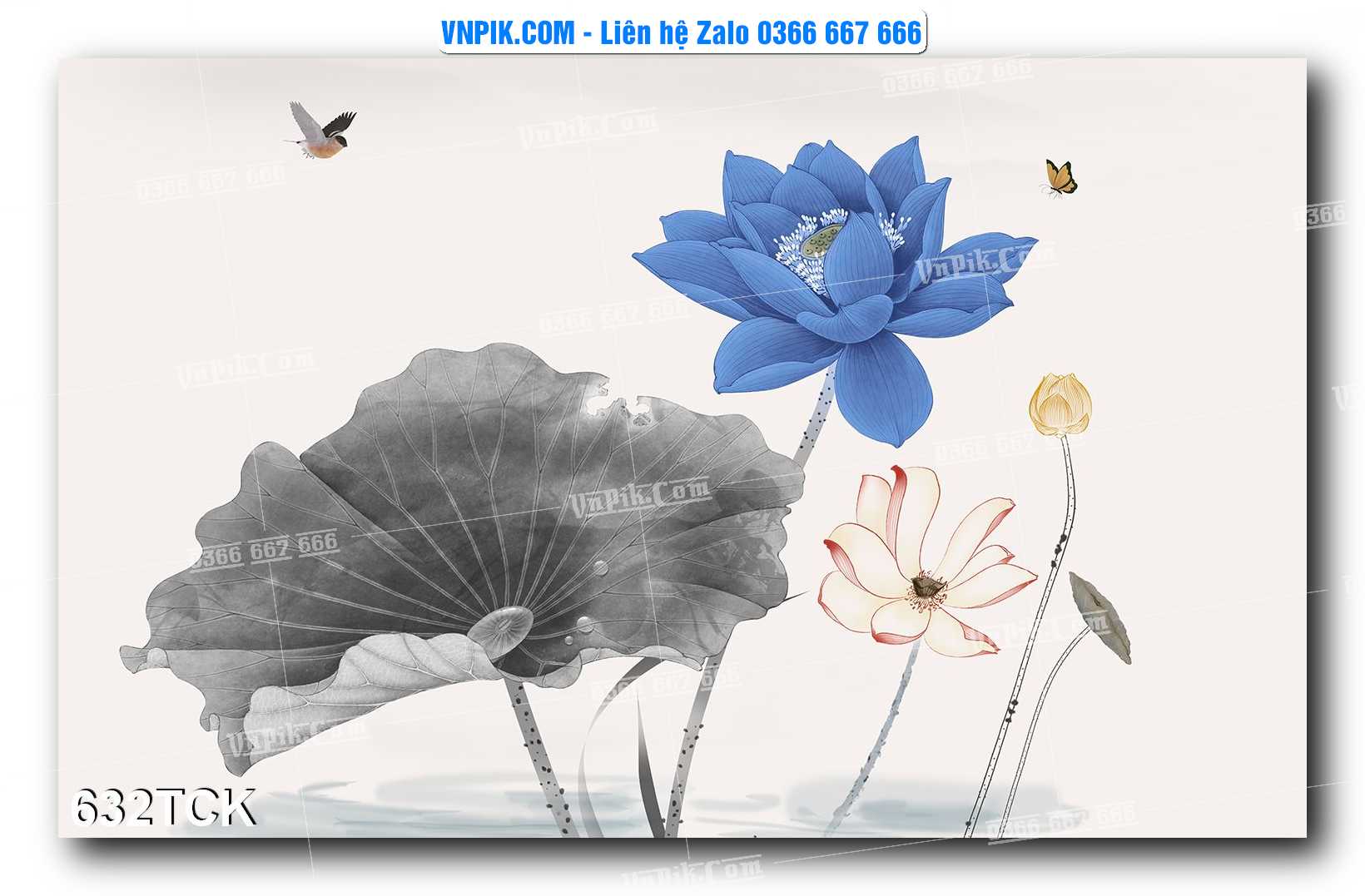 Tranh Hoa Sen – Cá Koi – Cá Chép  632TCK