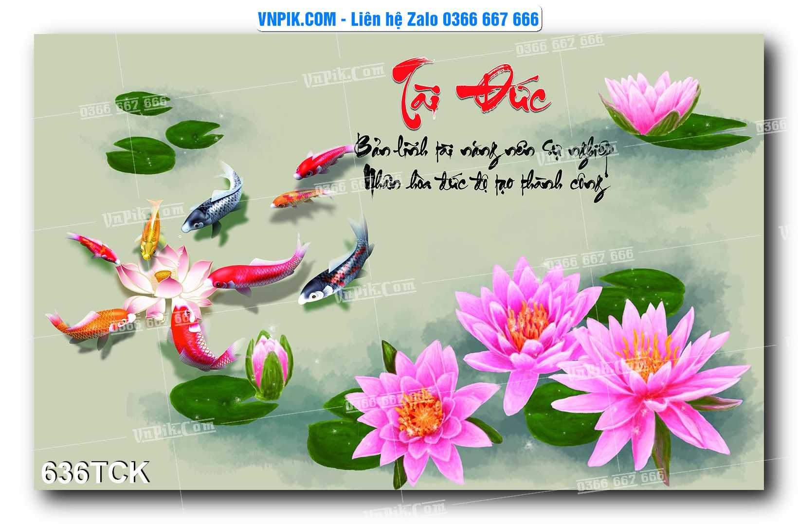 Tranh Hoa Sen – Cá Koi – Cá Chép  636TCK