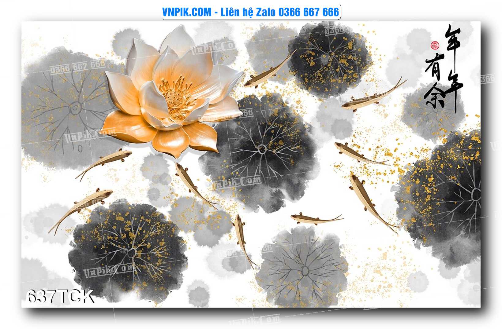 Tranh Hoa Sen – Cá Koi – Cá Chép  637TCK