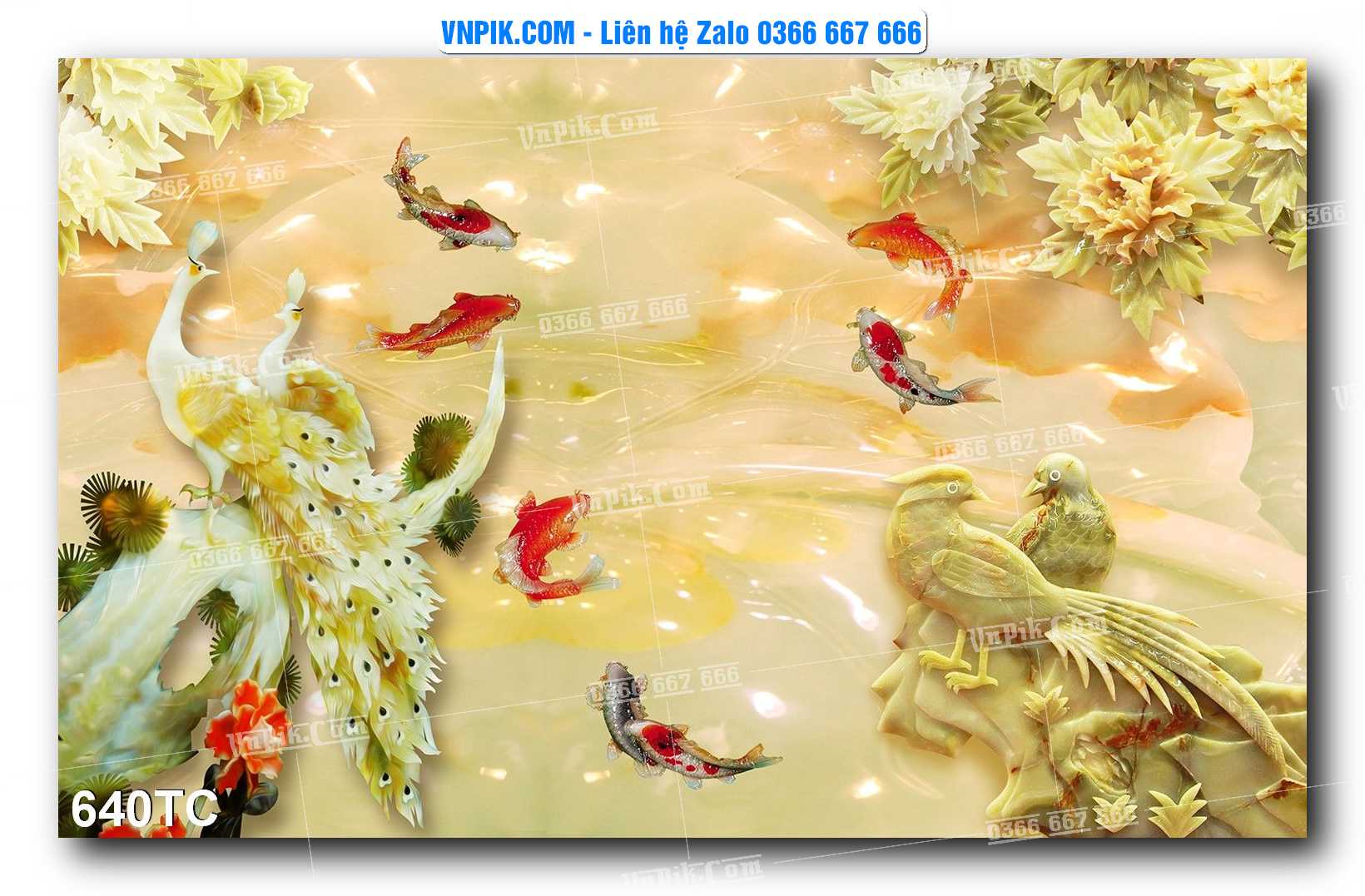 Tranh Treo Tường – Chim Công Hoa Mẫu Đơn 640TC