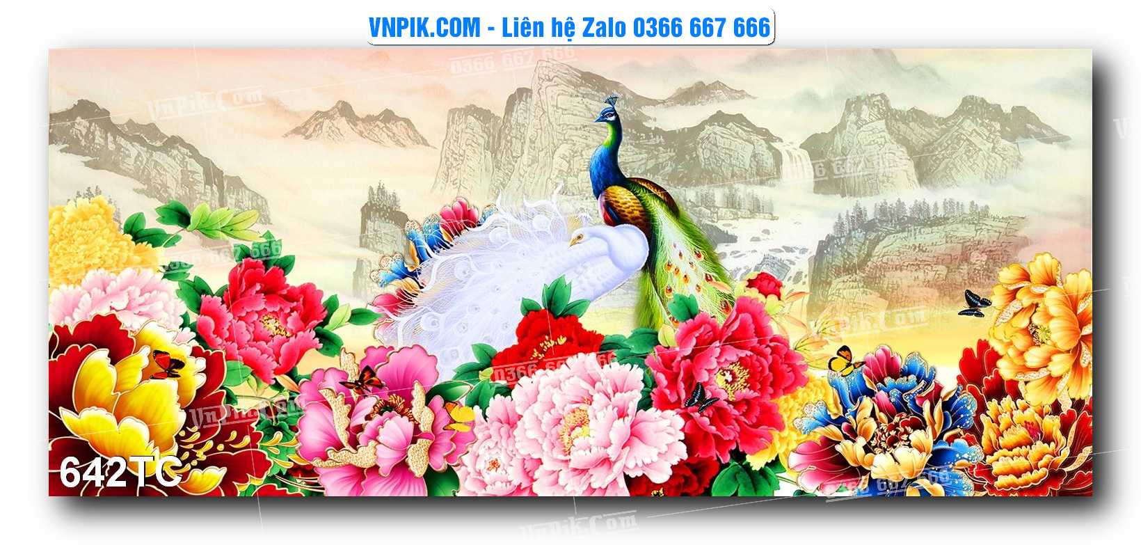 Tranh Treo Tường – Chim Công Hoa Mẫu Đơn 642TC