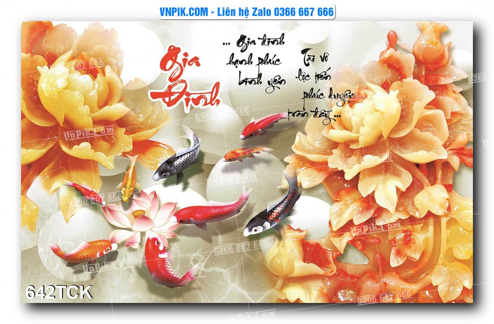 Tranh Hoa Sen – Cá Koi – Cá Chép  642TCK