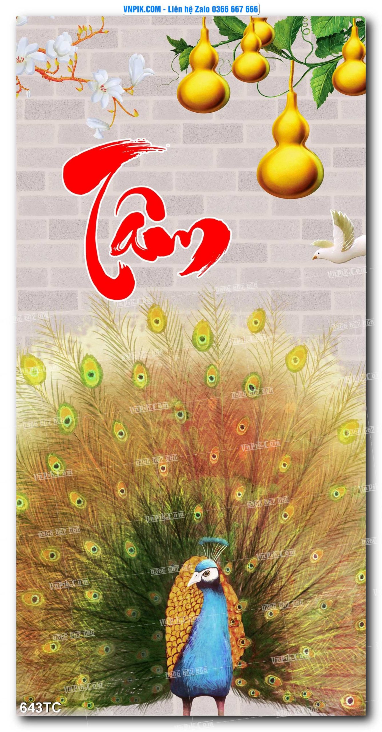 Tranh Treo Tường – Chim Công Hoa Mẫu Đơn 643TC