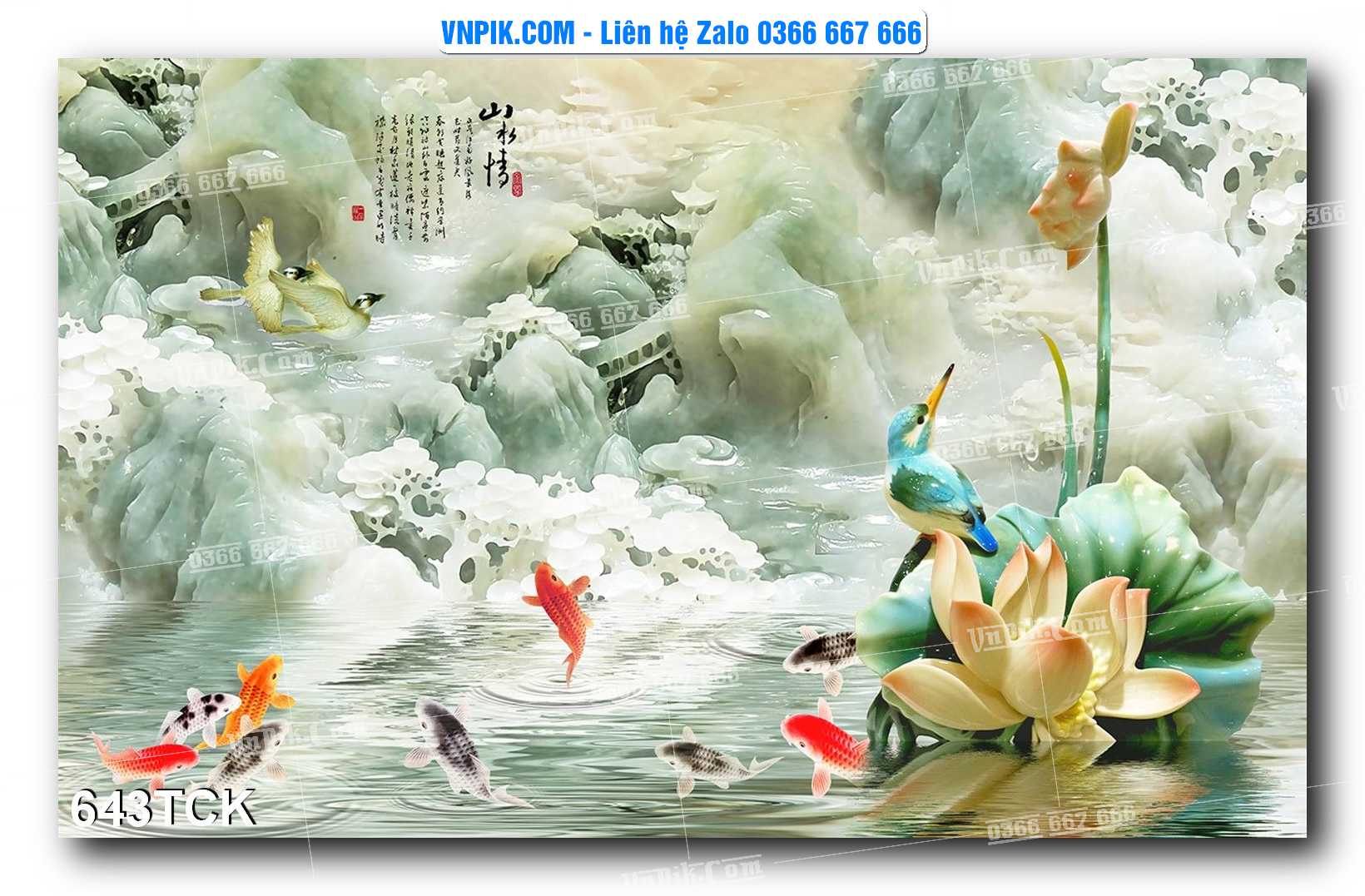 Tranh Hoa Sen – Cá Koi – Cá Chép  643TCK