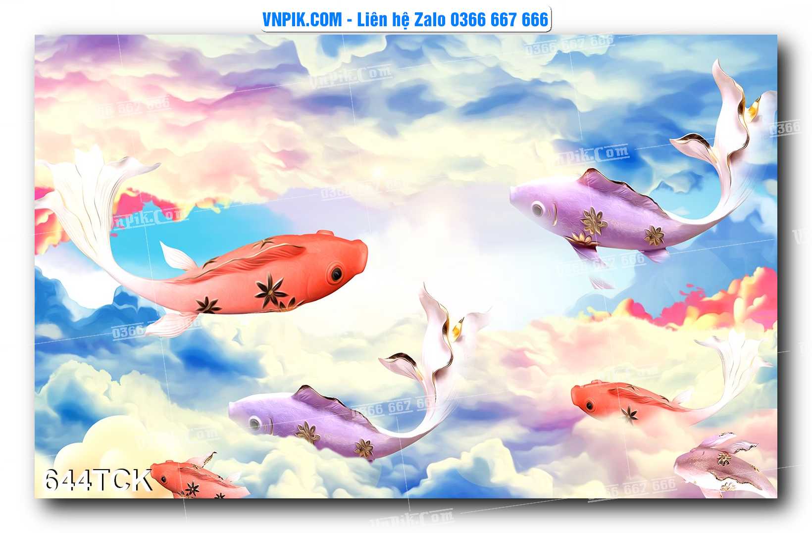 Tranh Hoa Sen – Cá Koi – Cá Chép  644TCK