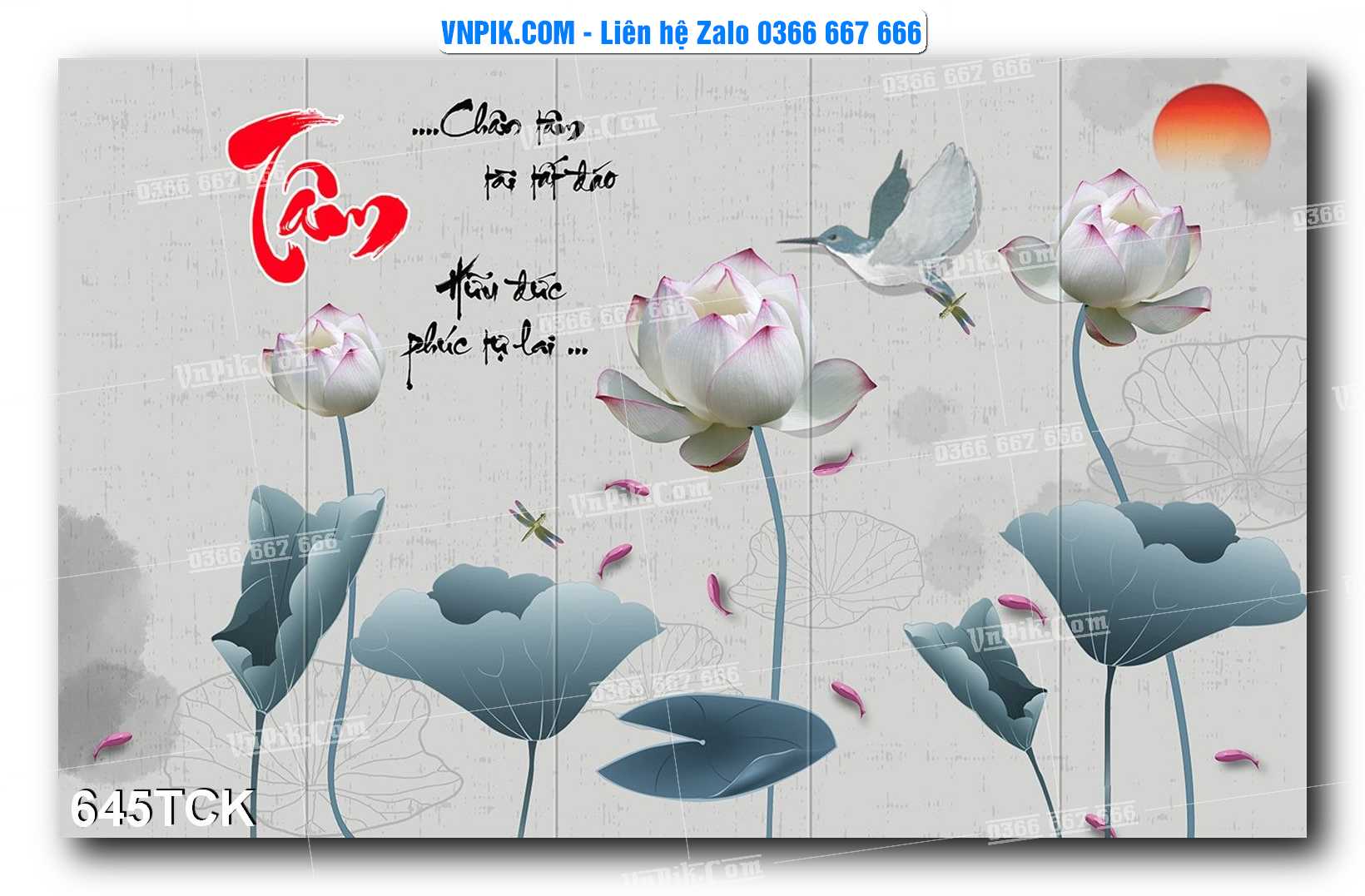 Tranh Hoa Sen – Cá Koi – Cá Chép  645TCK