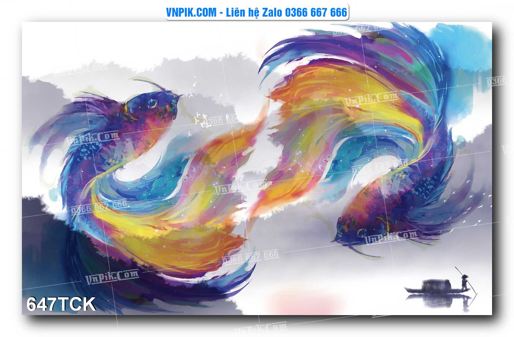 Tranh Hoa Sen – Cá Koi – Cá Chép  647TCK