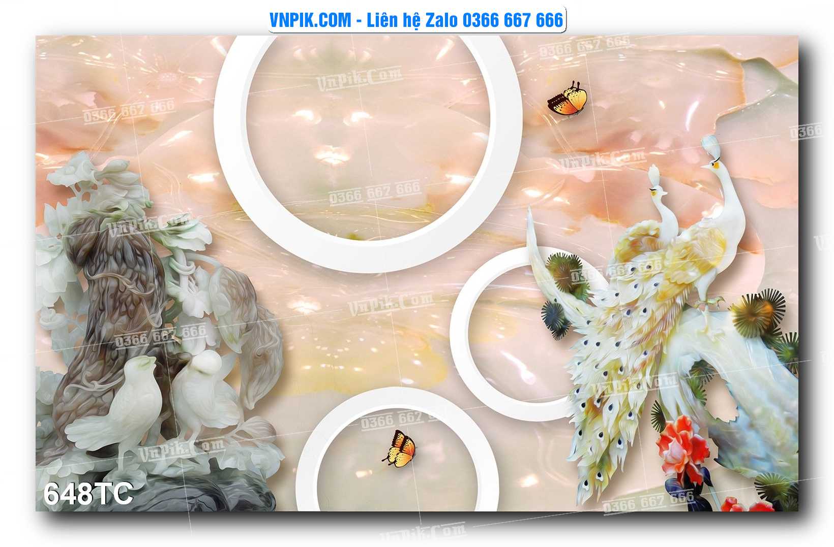 Tranh Treo Tường – Chim Công Hoa Mẫu Đơn 648TC