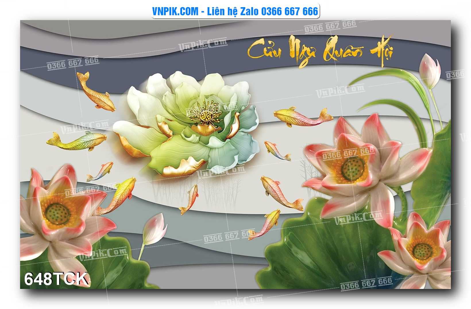 Tranh Hoa Sen – Cá Koi – Cá Chép  648TCK