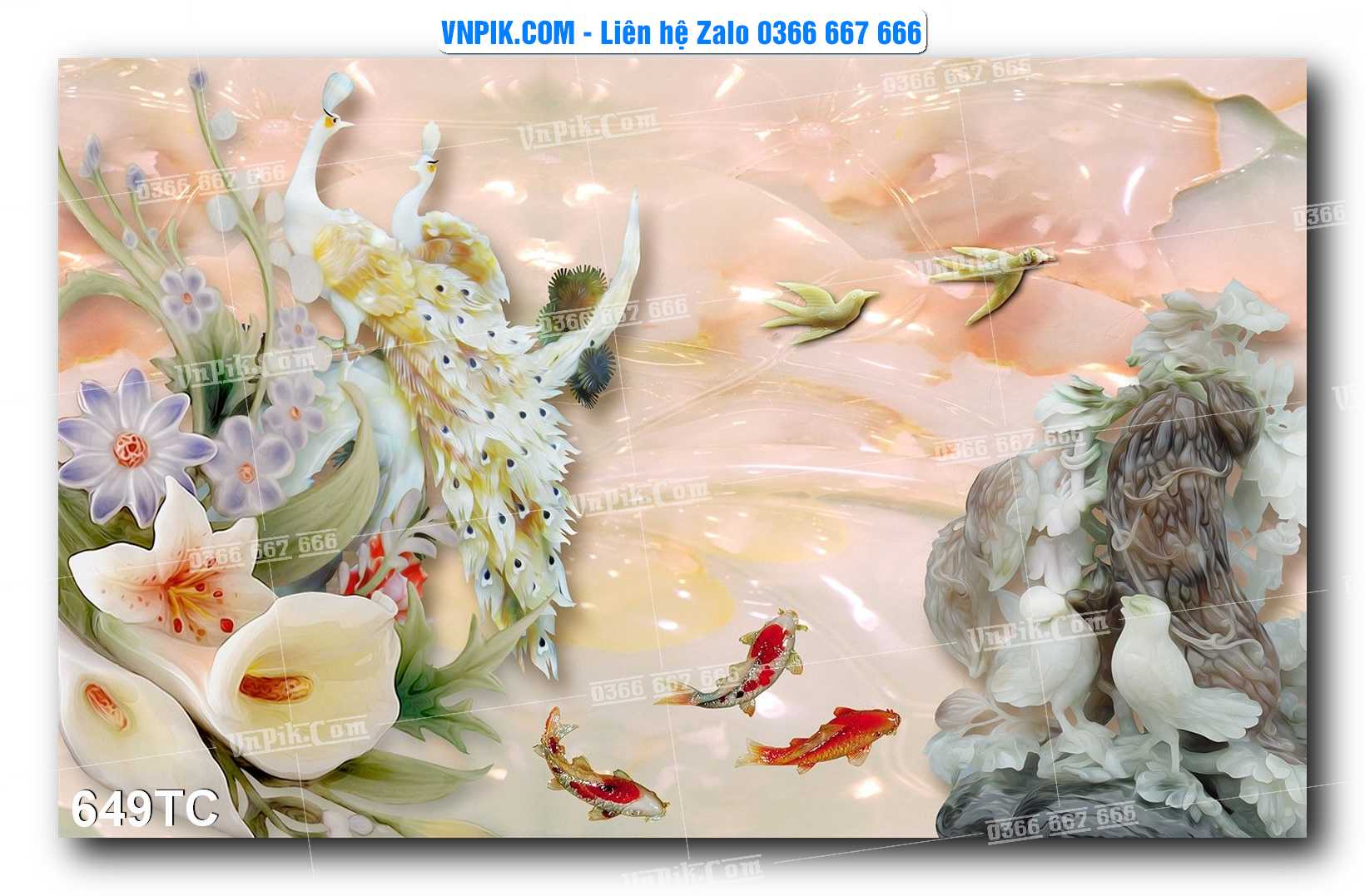 Tranh Treo Tường – Chim Công Hoa Mẫu Đơn 649TC