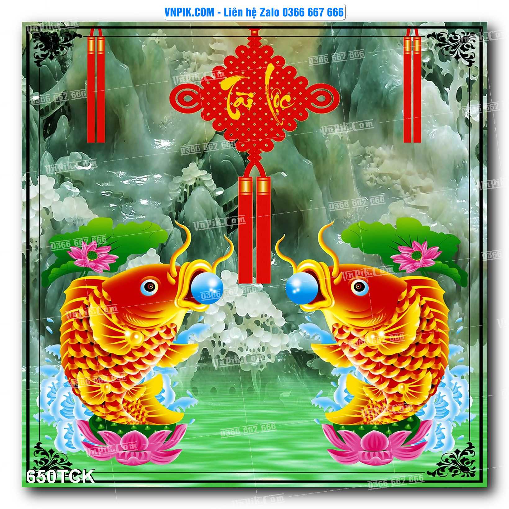 Tranh Hoa Sen – Cá Koi – Cá Chép  650TCK