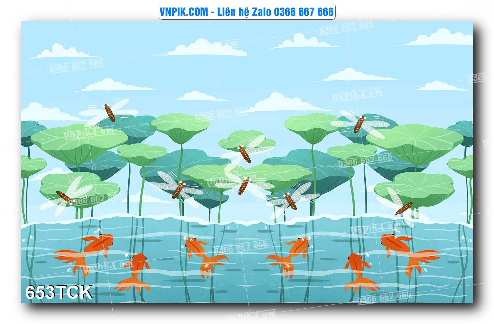 Tranh Hoa Sen – Cá Koi – Cá Chép  653TCK