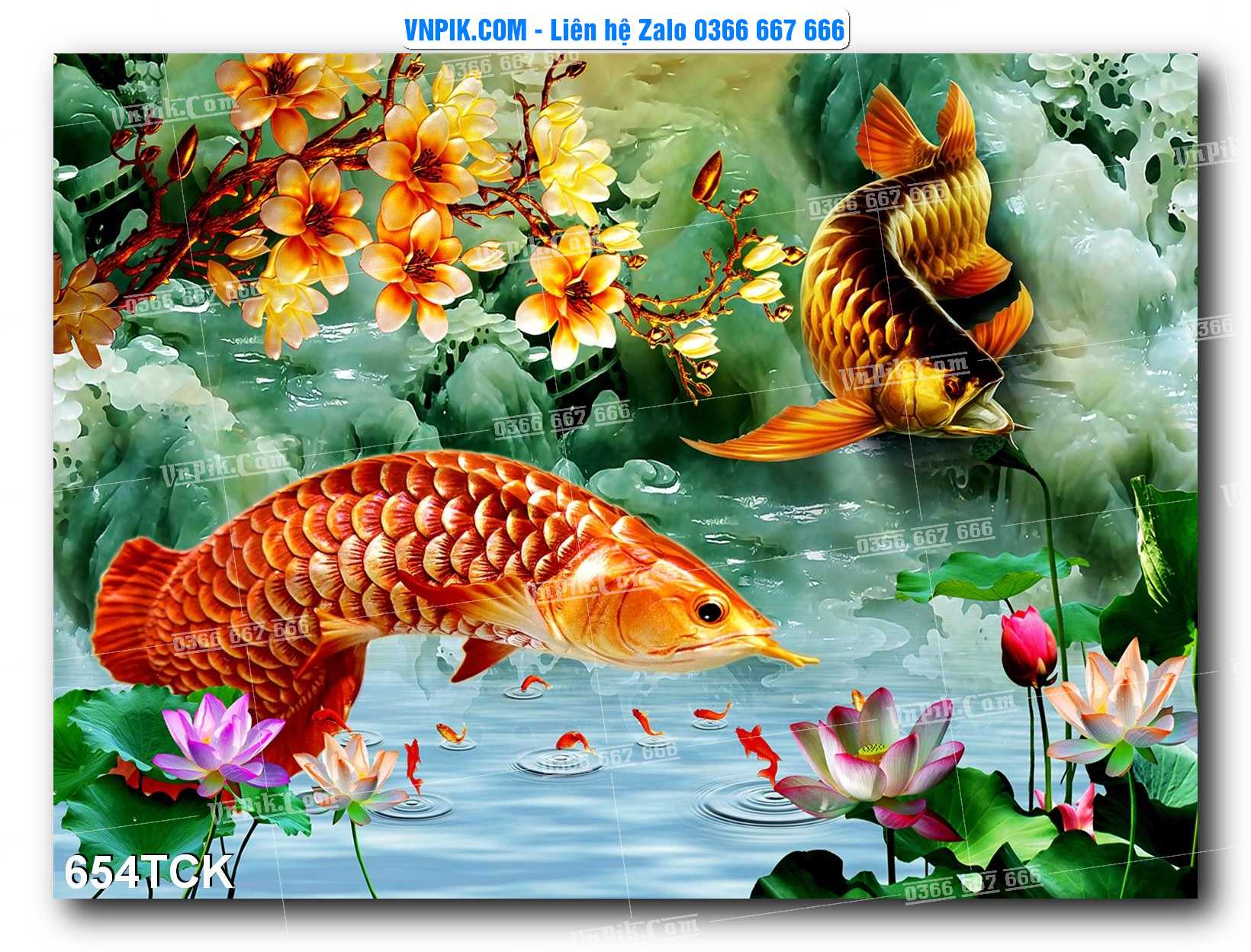 Tranh Hoa Sen – Cá Koi – Cá Chép  654TCK