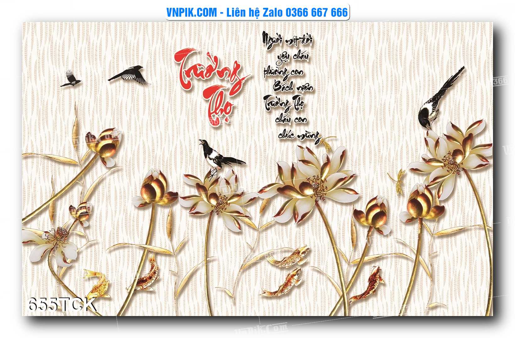 Tranh Hoa Sen – Cá Koi – Cá Chép  655TCK