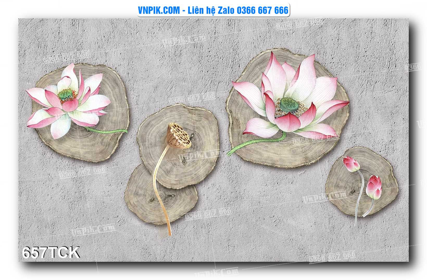 Tranh Hoa Sen – Cá Koi – Cá Chép  657TCK