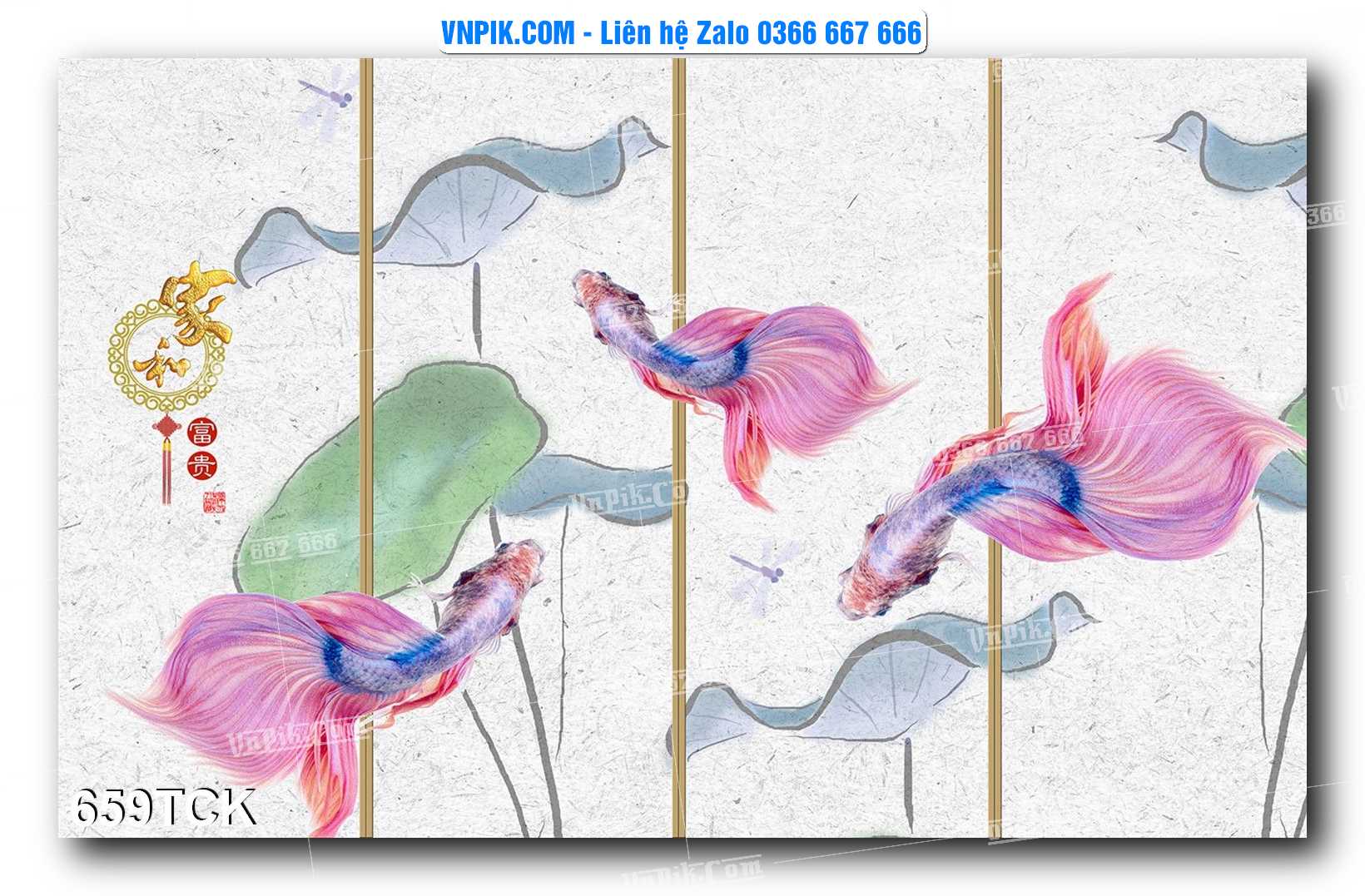 Tranh Hoa Sen – Cá Koi – Cá Chép  659TCK