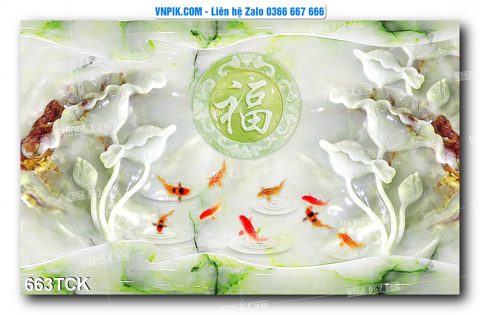 Tranh Hoa Sen – Cá Koi – Cá Chép  663TCK