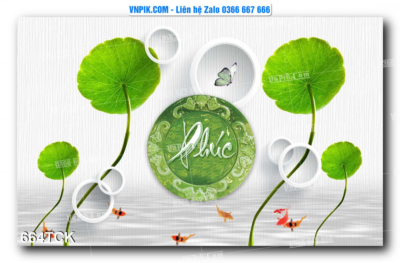 Tranh Hoa Sen – Cá Koi – Cá Chép  664TCK