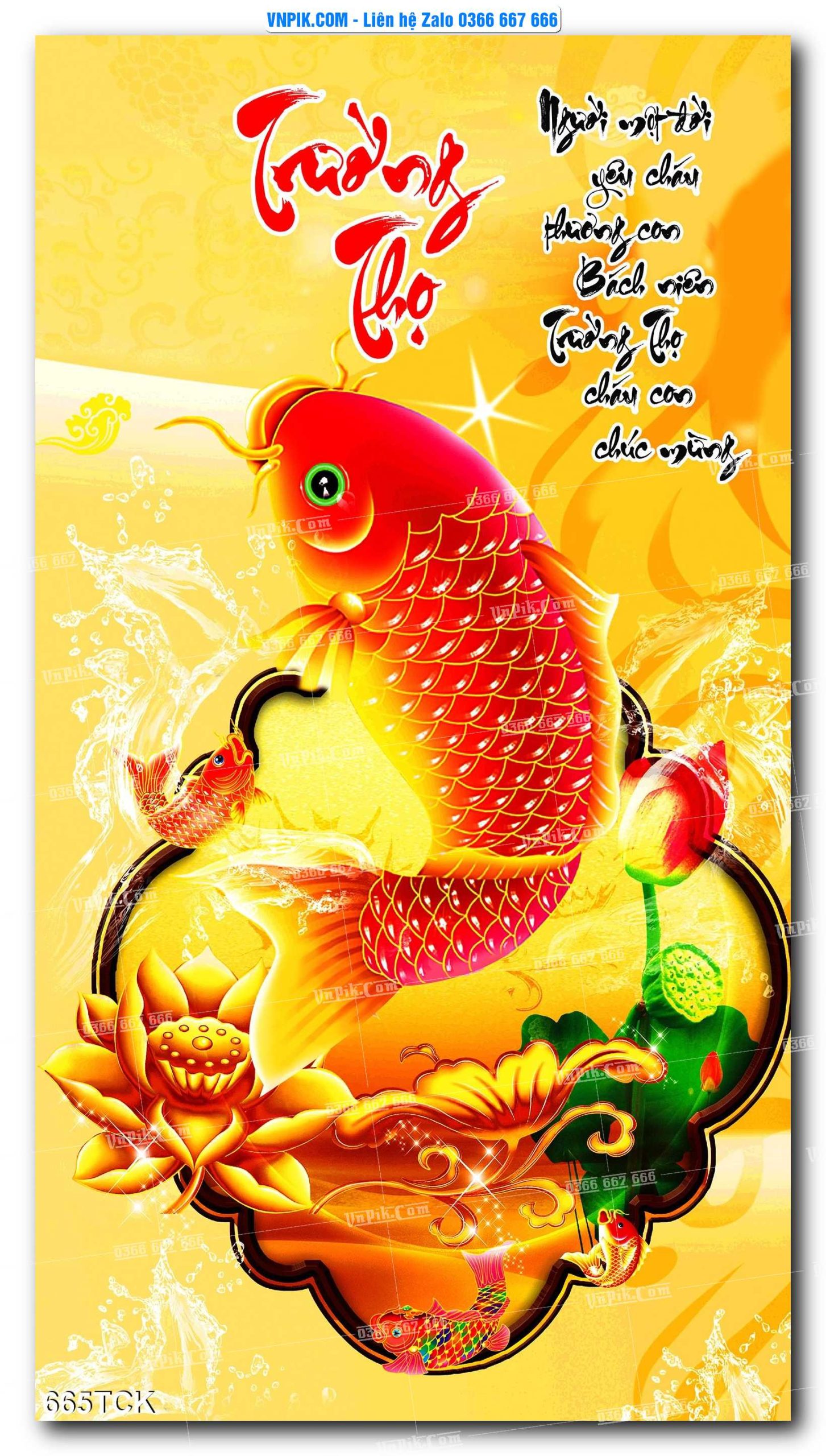 Tranh Hoa Sen – Cá Koi – Cá Chép  665TCK