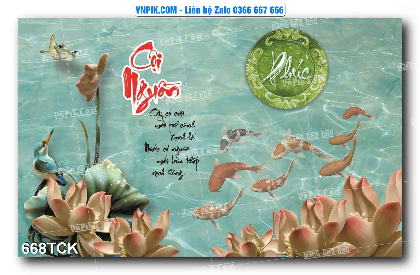 Tranh Hoa Sen – Cá Koi – Cá Chép  668TCK