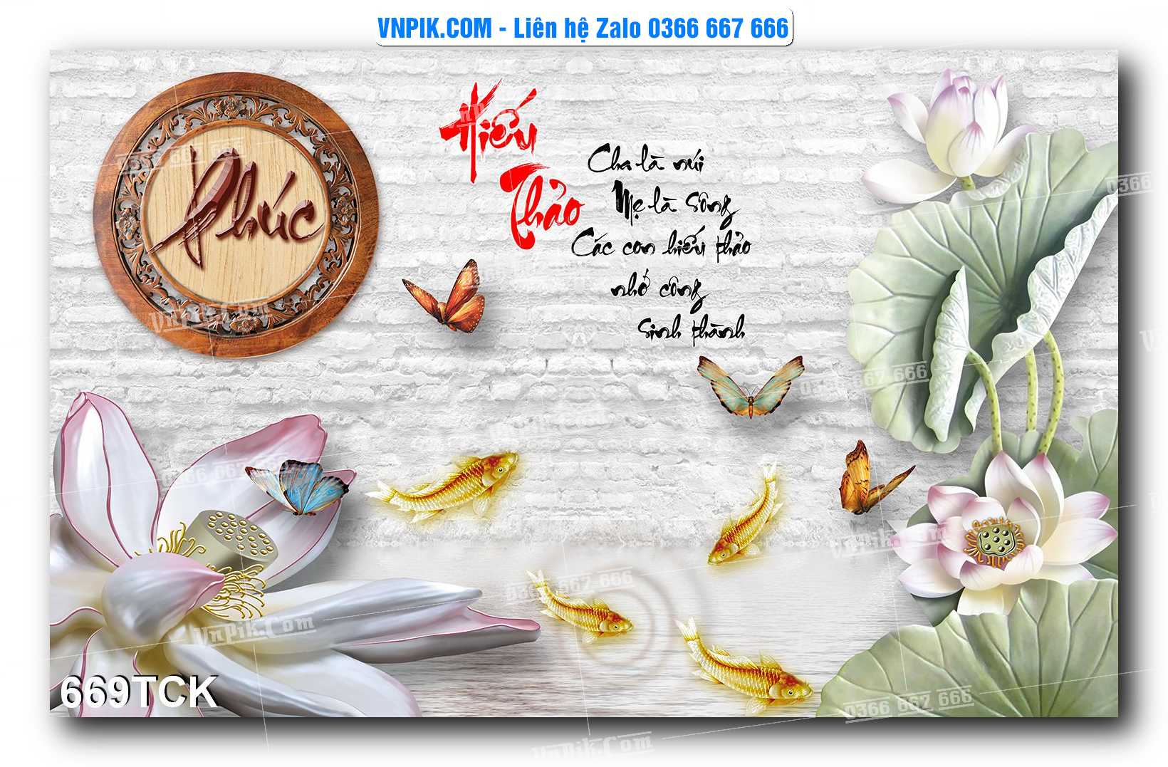Tranh Hoa Sen – Cá Koi – Cá Chép  669TCK