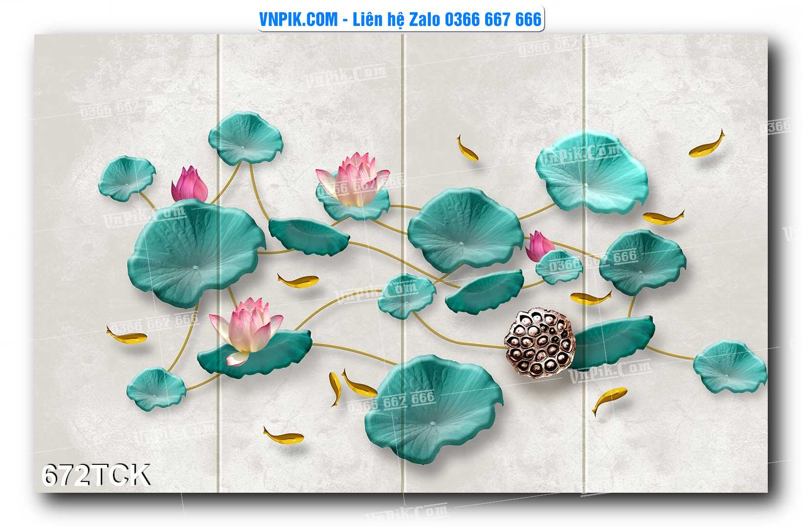 Tranh Hoa Sen – Cá Koi – Cá Chép  672TCK