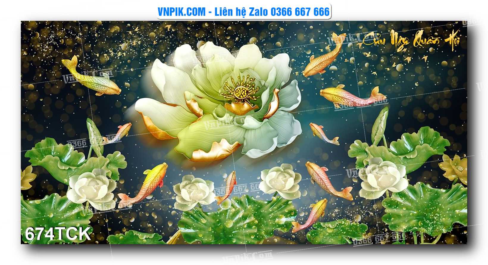 Tranh Hoa Sen – Cá Koi – Cá Chép  674TCK