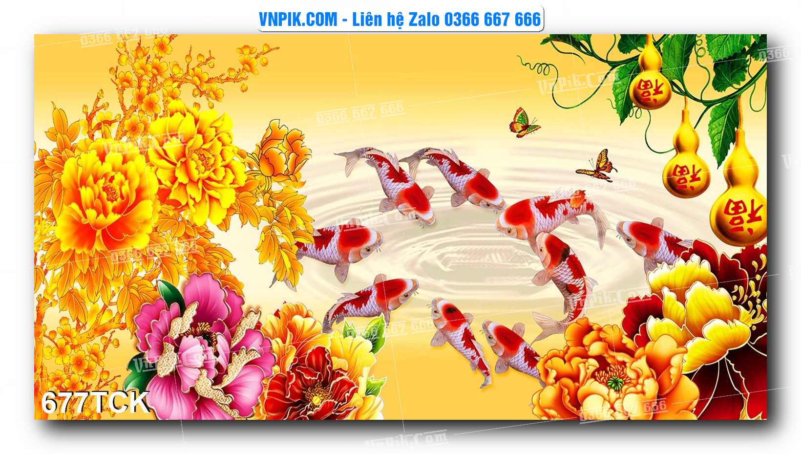Tranh Hoa Sen – Cá Koi – Cá Chép  677TCK