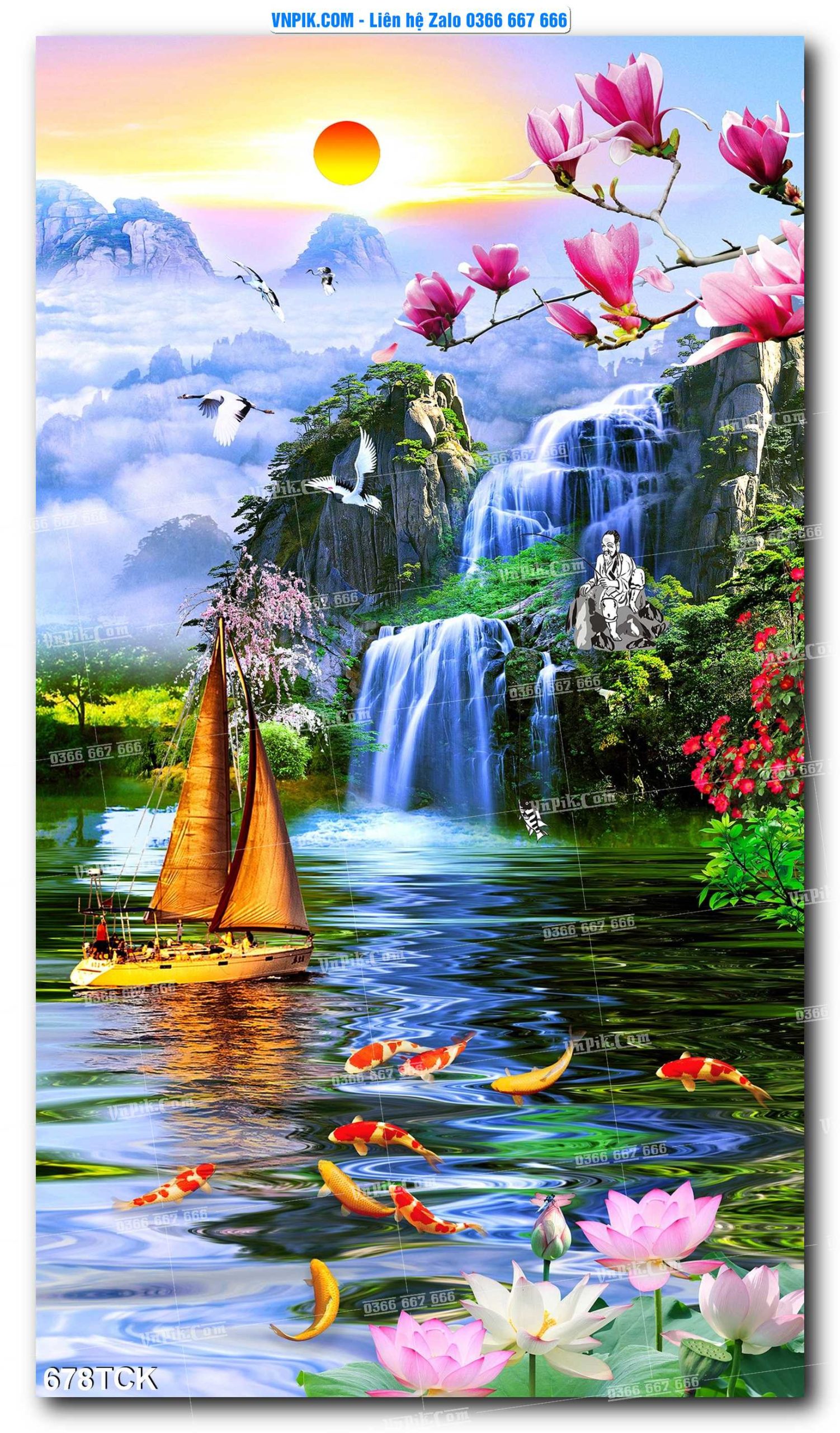 Tranh Hoa Sen – Cá Koi – Cá Chép  678TCK