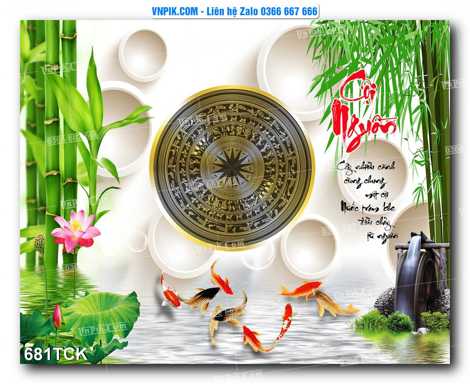 Tranh Hoa Sen – Cá Koi – Cá Chép  681TCK