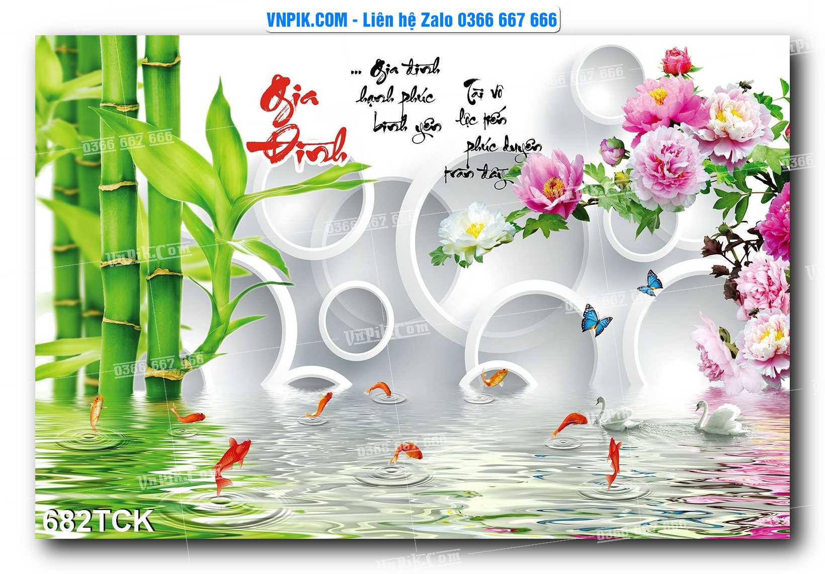 Tranh Hoa Sen – Cá Koi – Cá Chép  682TCK