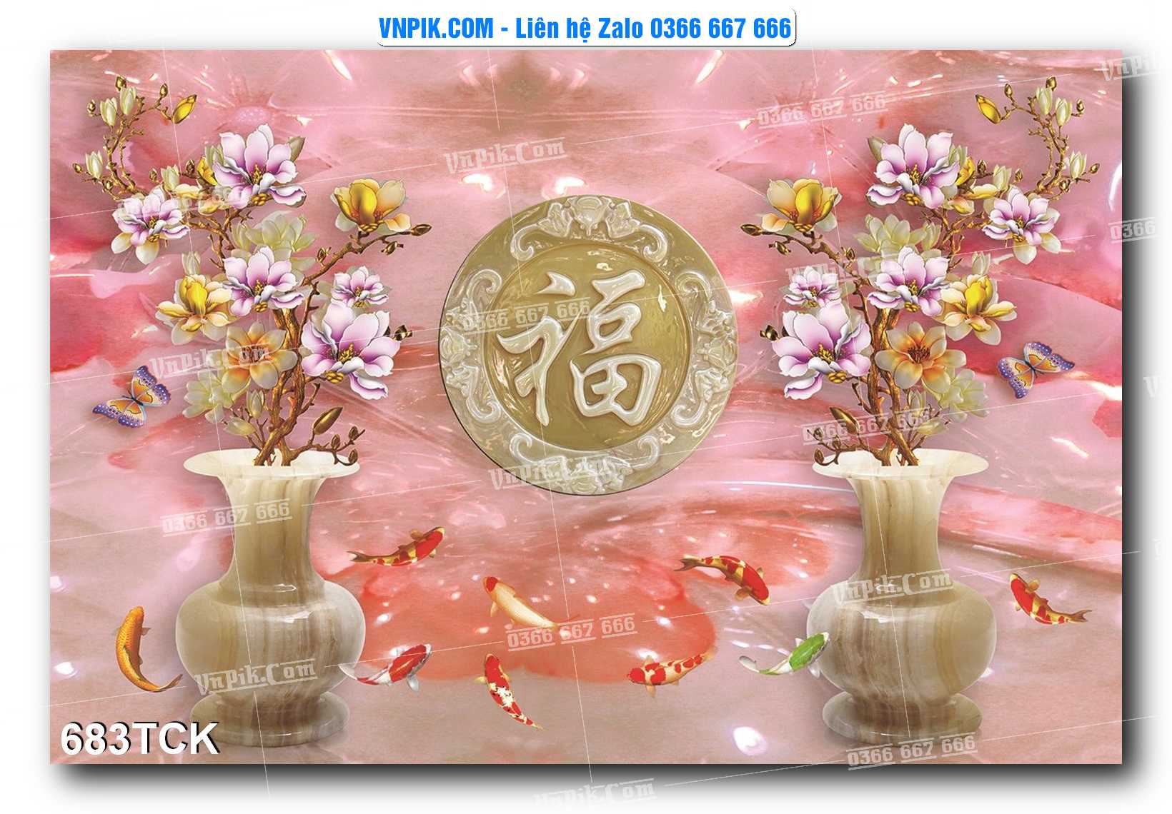 Tranh Hoa Sen – Cá Koi – Cá Chép  683TCK