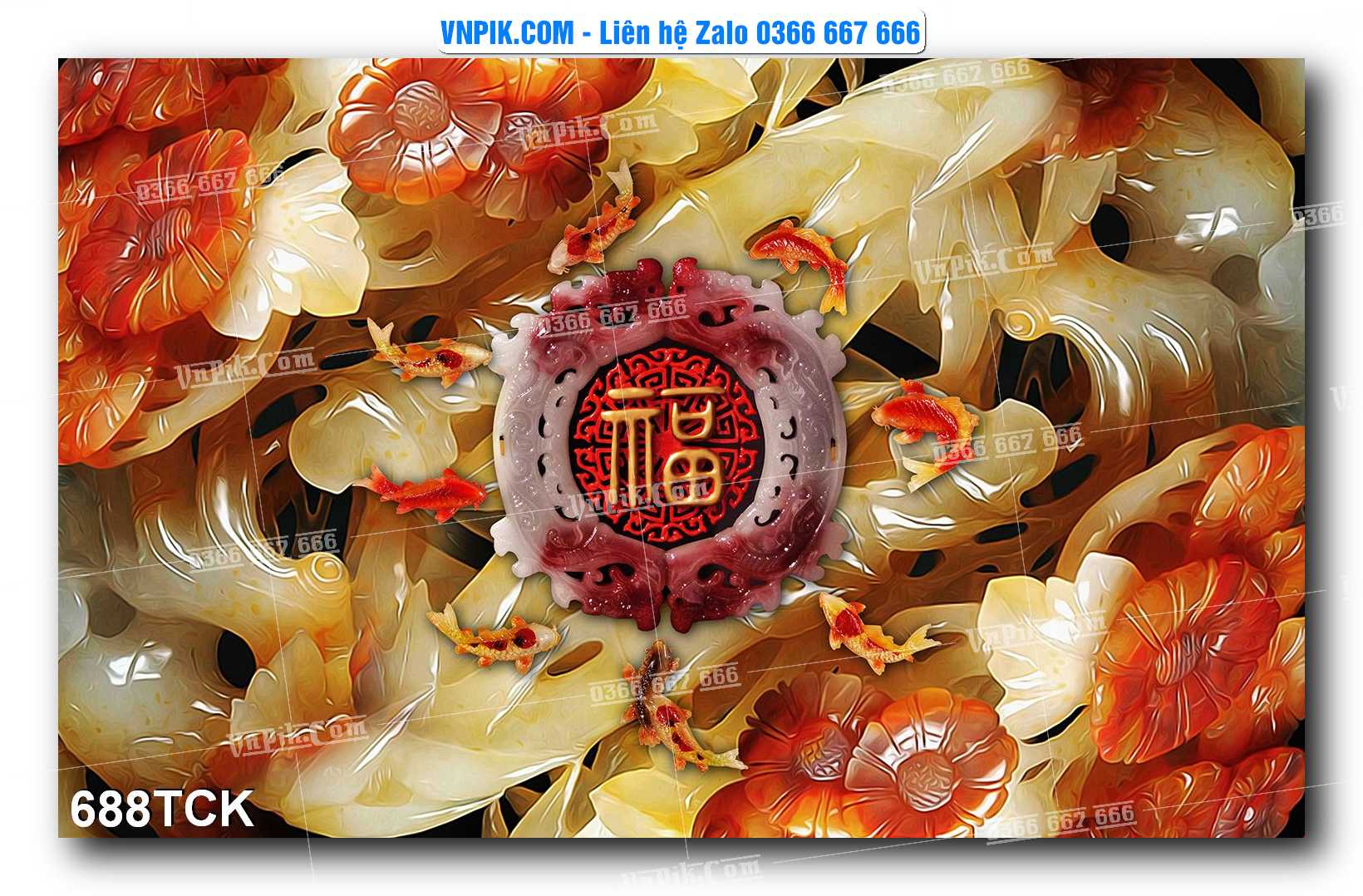 Tranh Hoa Sen – Cá Koi – Cá Chép 688TCK