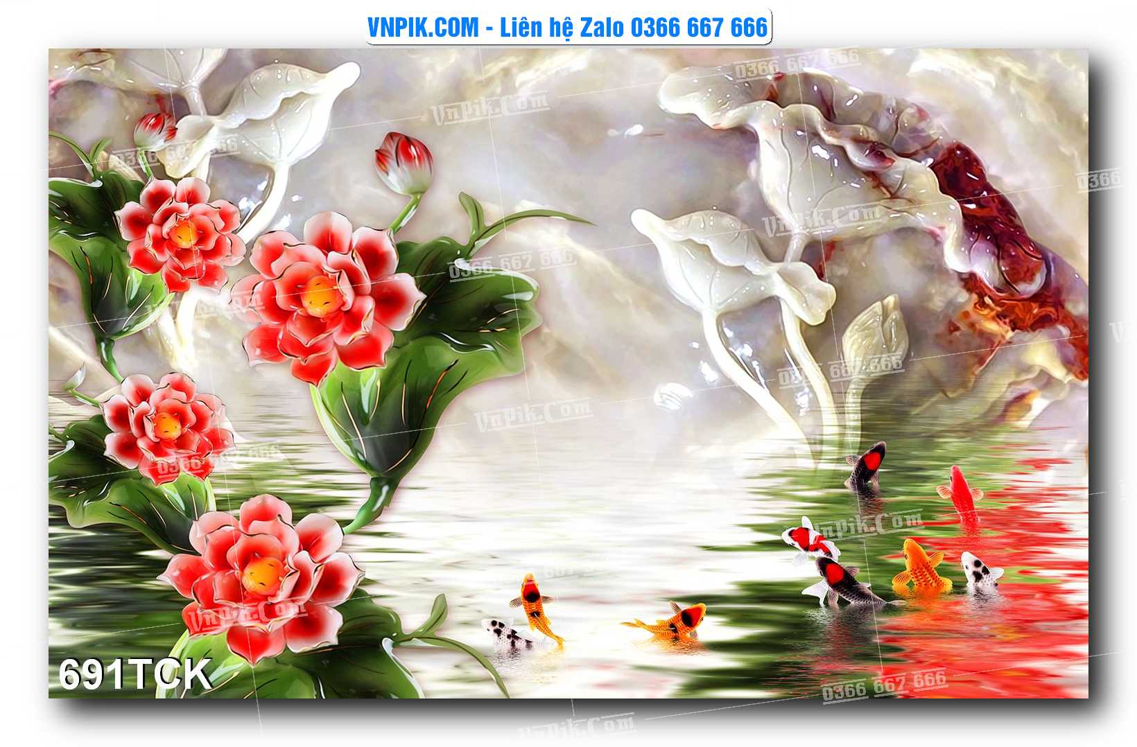 Tranh Hoa Sen – Cá Koi – Cá Chép 691TCK