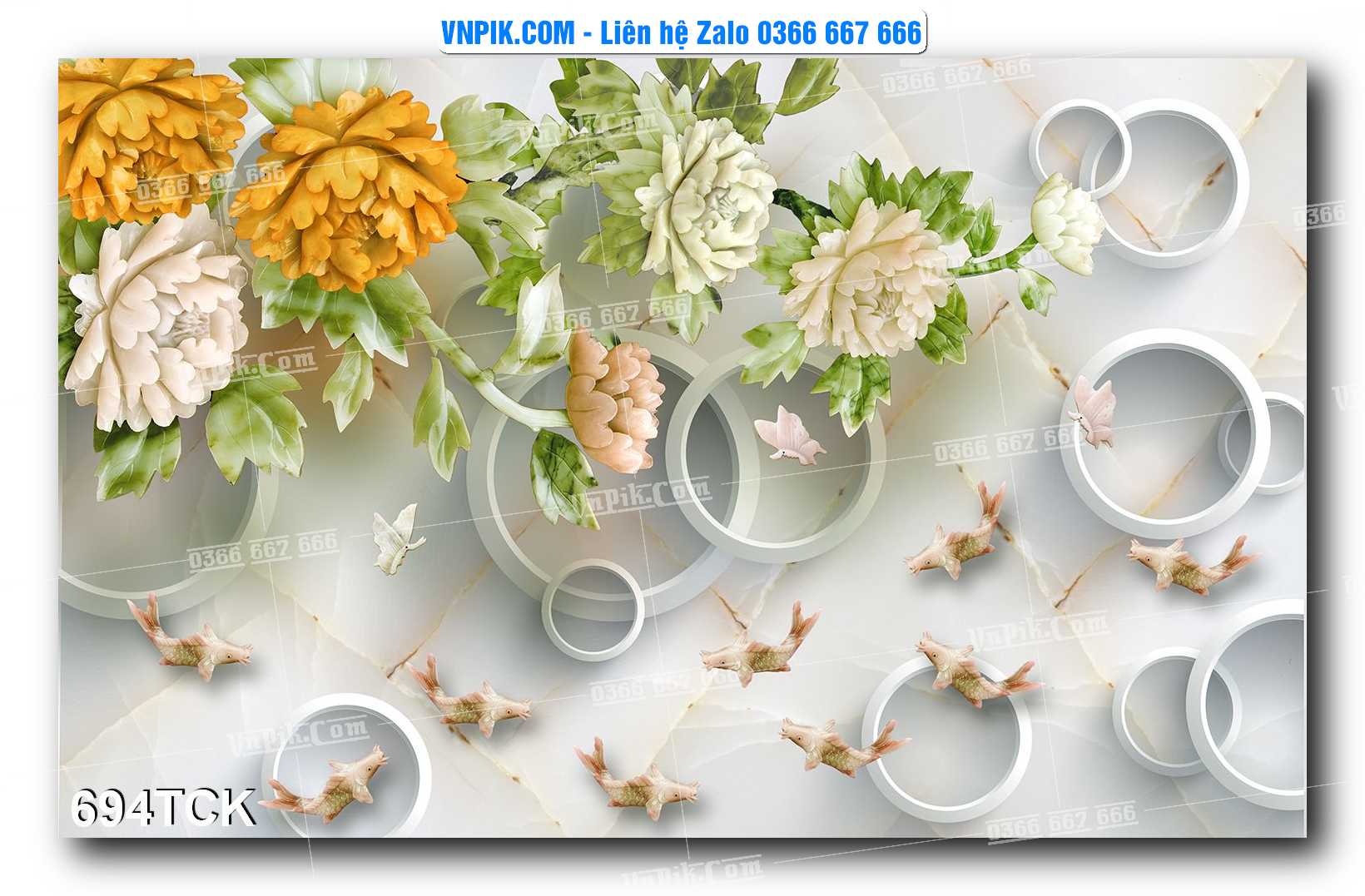 Tranh Hoa Sen – Cá Koi – Cá Chép 694TCK