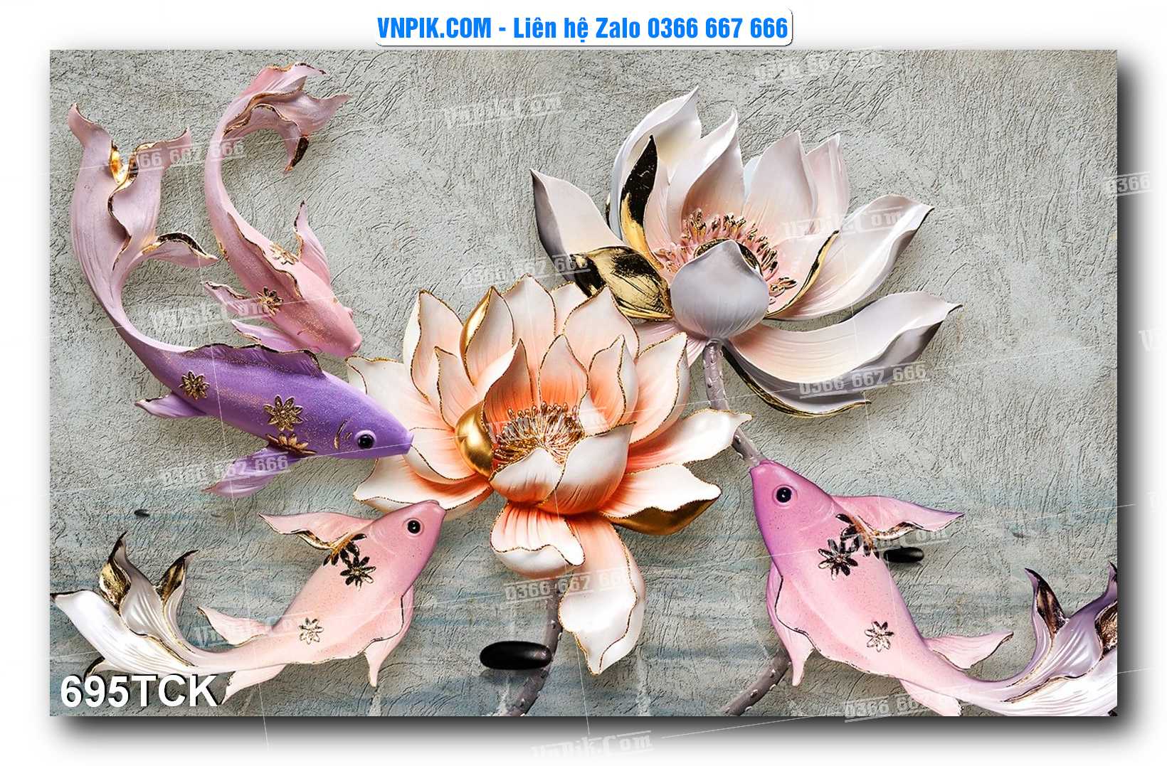 Tranh Hoa Sen – Cá Koi – Cá Chép 695TCK