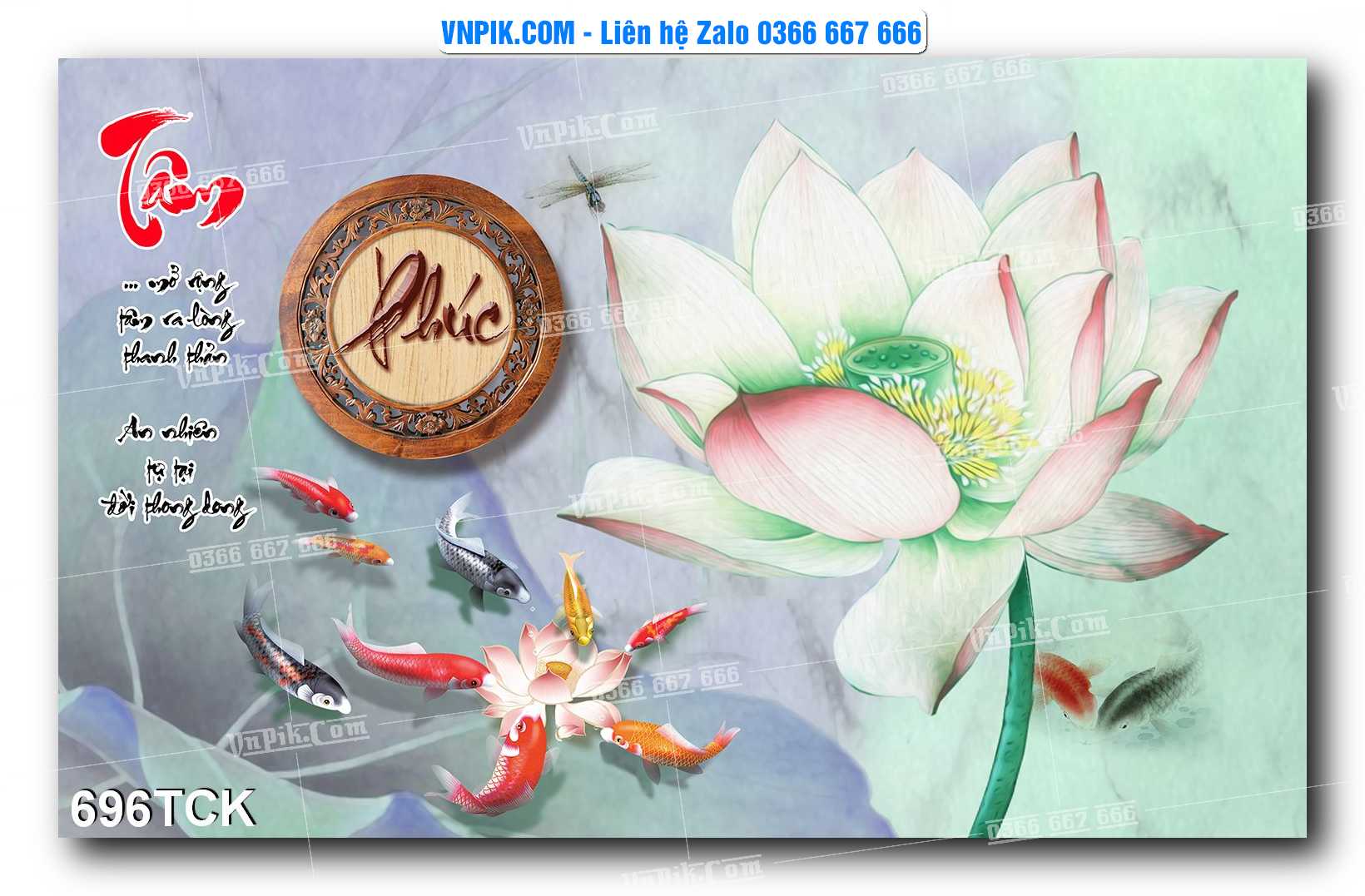 Tranh Hoa Sen – Cá Koi – Cá Chép 696TCK