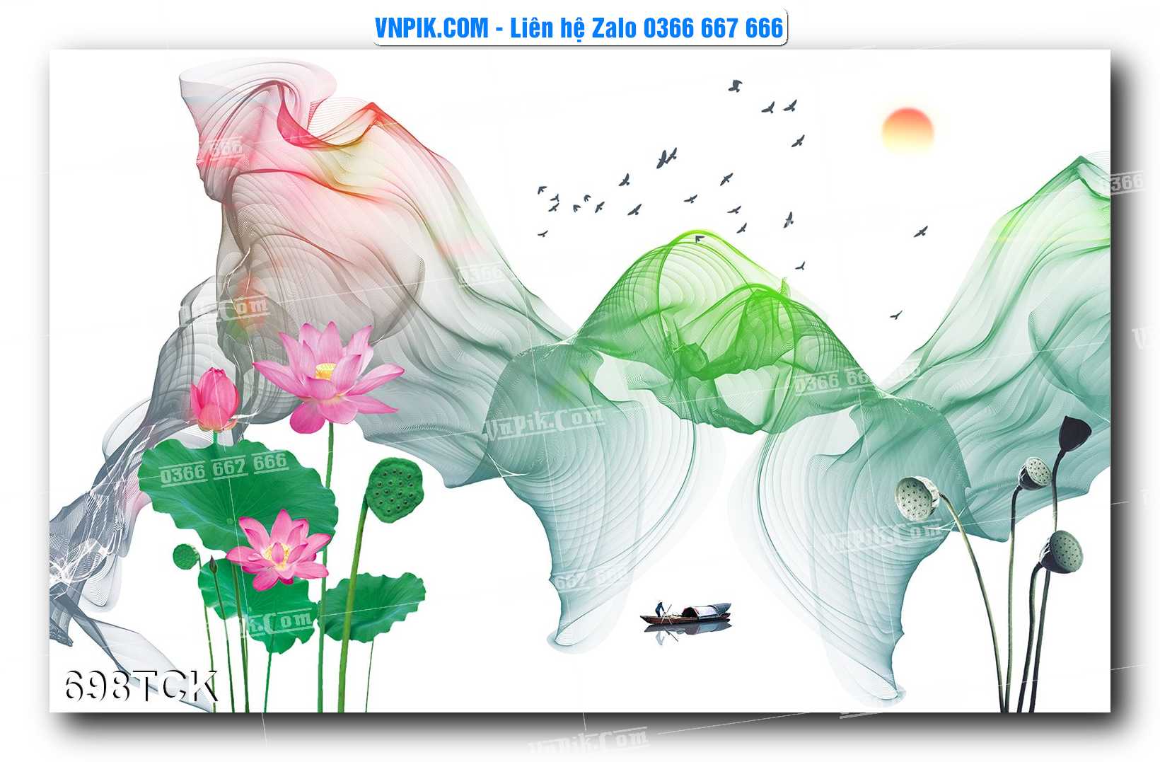 Tranh Hoa Sen – Cá Koi – Cá Chép 698TCK
