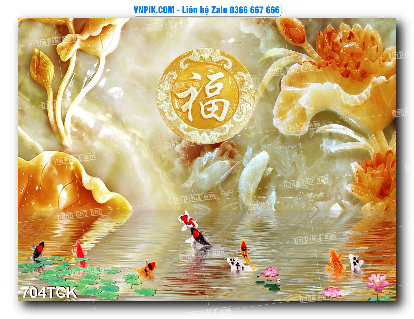 Tranh Hoa Sen – Cá Koi – Cá Chép 704TCK
