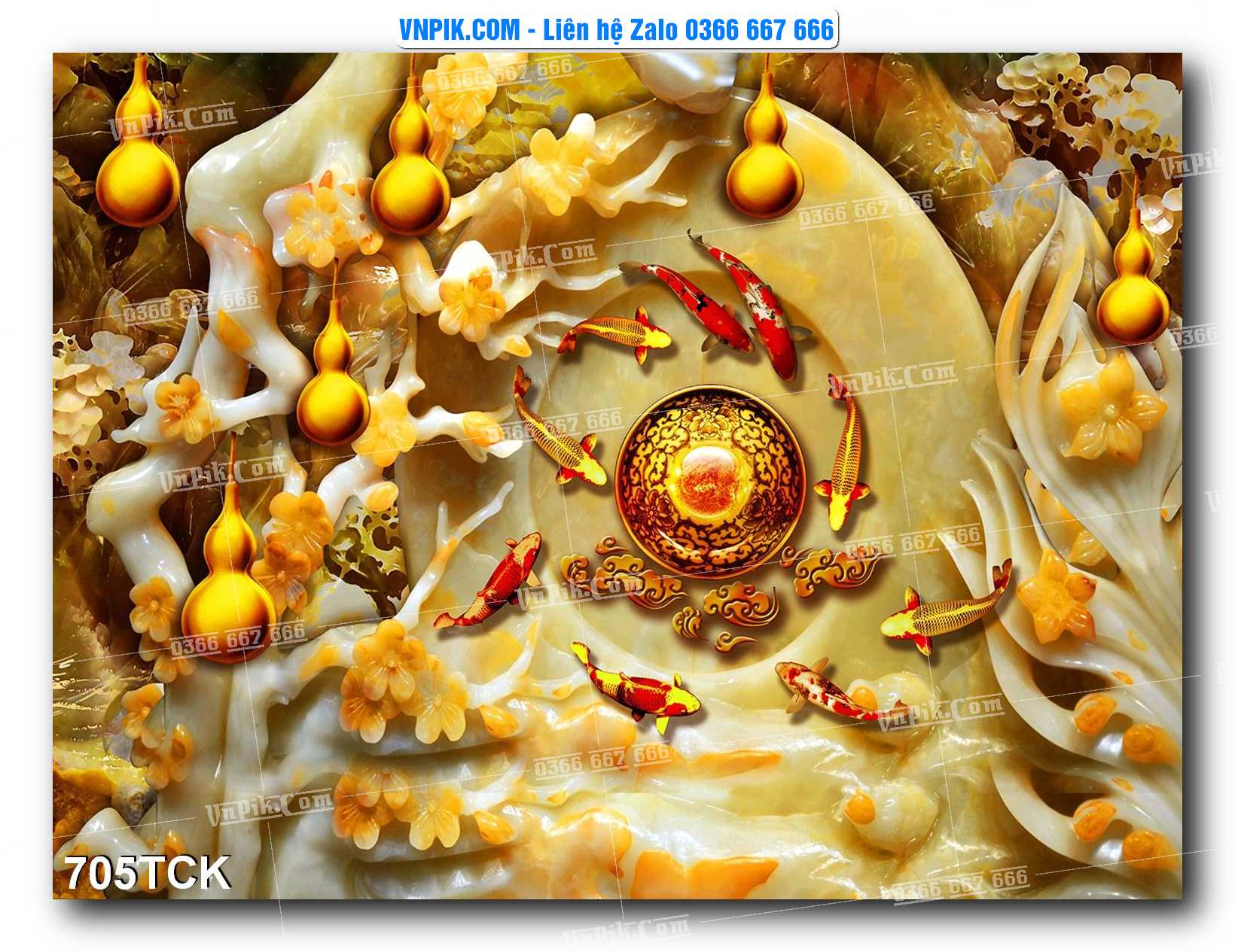 Tranh Hoa Sen – Cá Koi – Cá Chép 705TCK