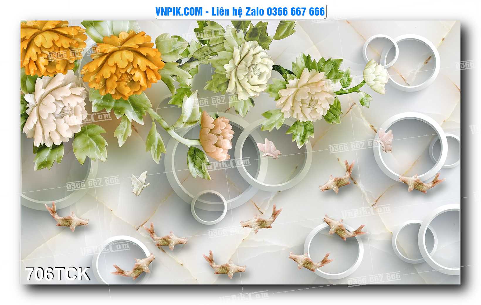Tranh Hoa Sen – Cá Koi – Cá Chép 706TCK