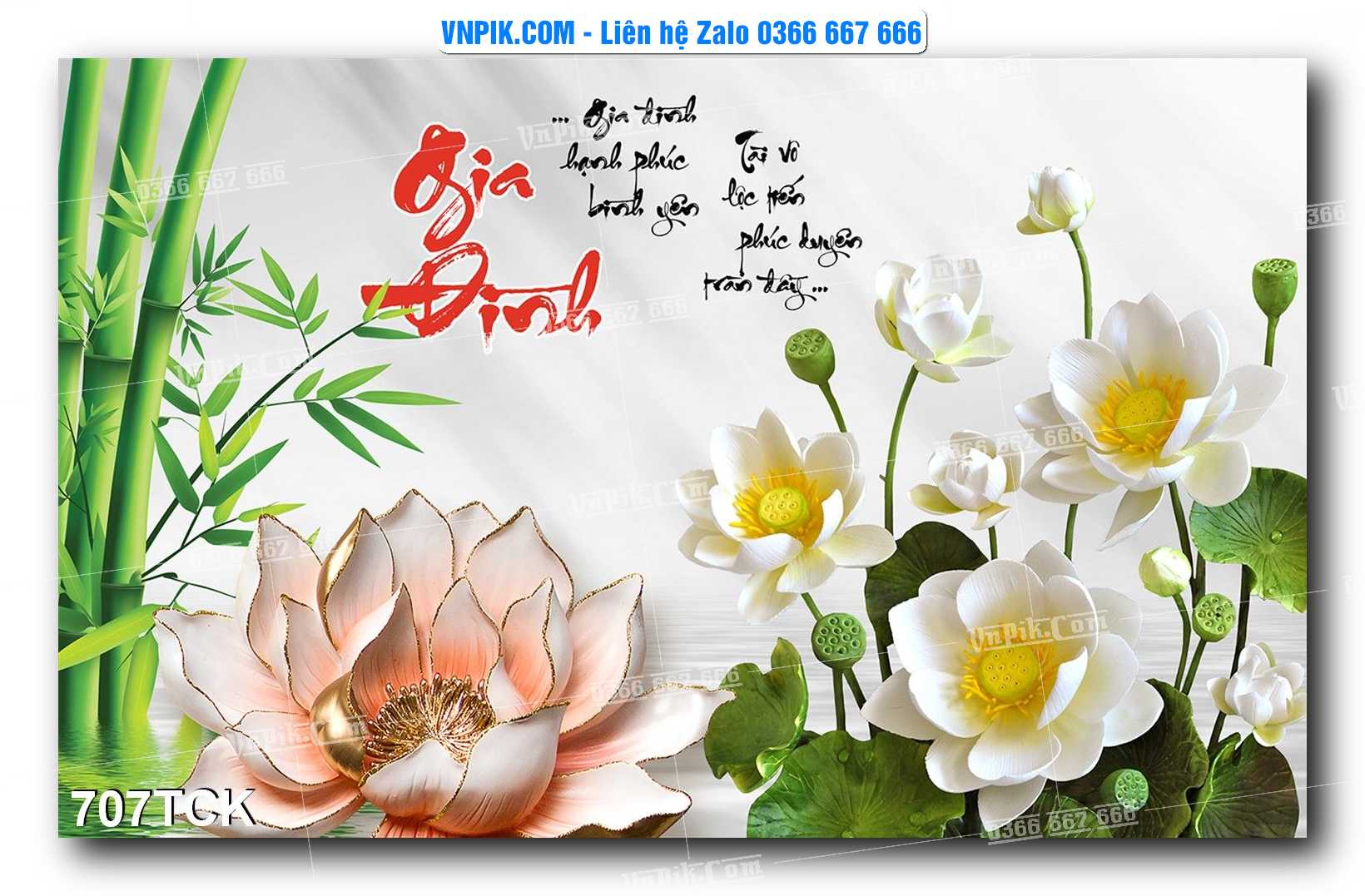 Tranh Hoa Sen – Cá Koi – Cá Chép 707TCK