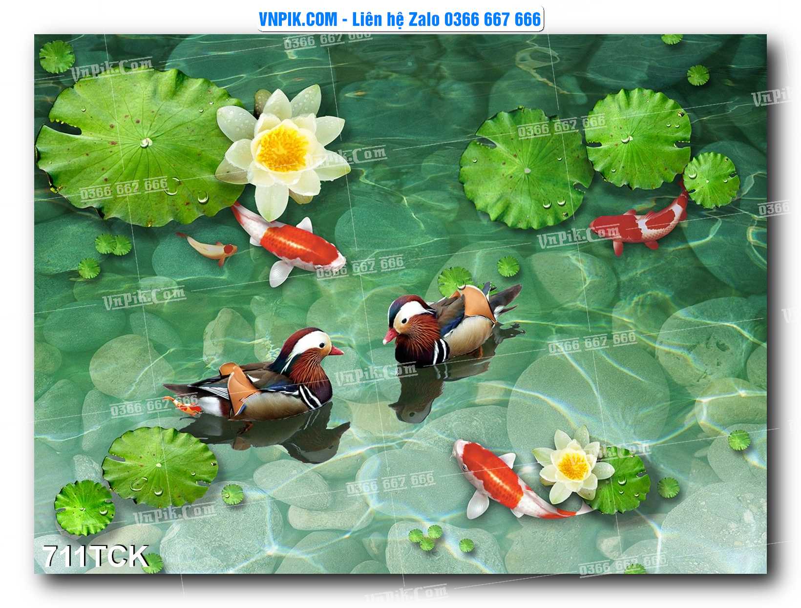 Tranh Hoa Sen – Cá Koi – Cá Chép 711TCK
