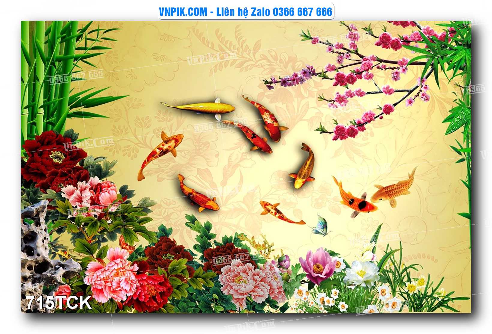 Tranh Hoa Sen – Cá Koi – Cá Chép 715TCK