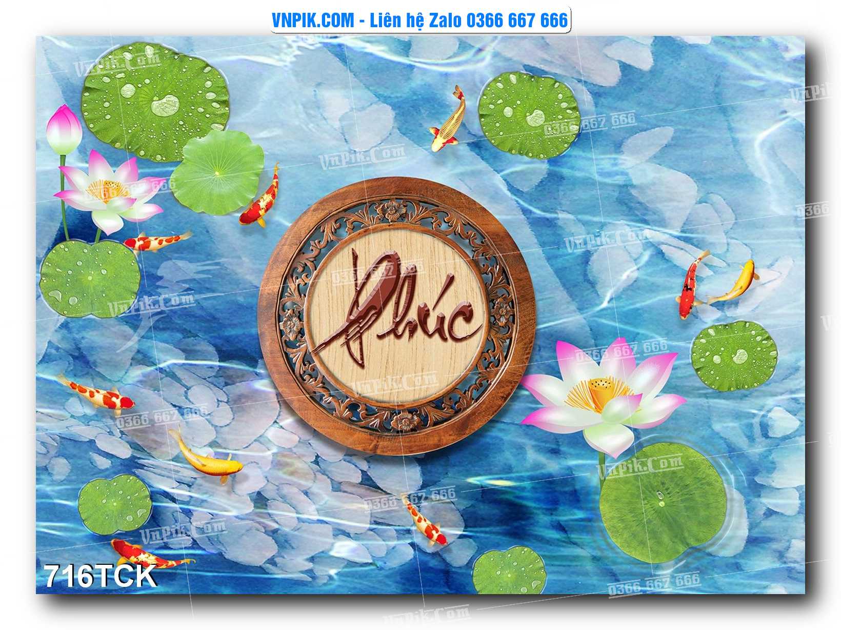 Tranh Hoa Sen – Cá Koi – Cá Chép 716TCK