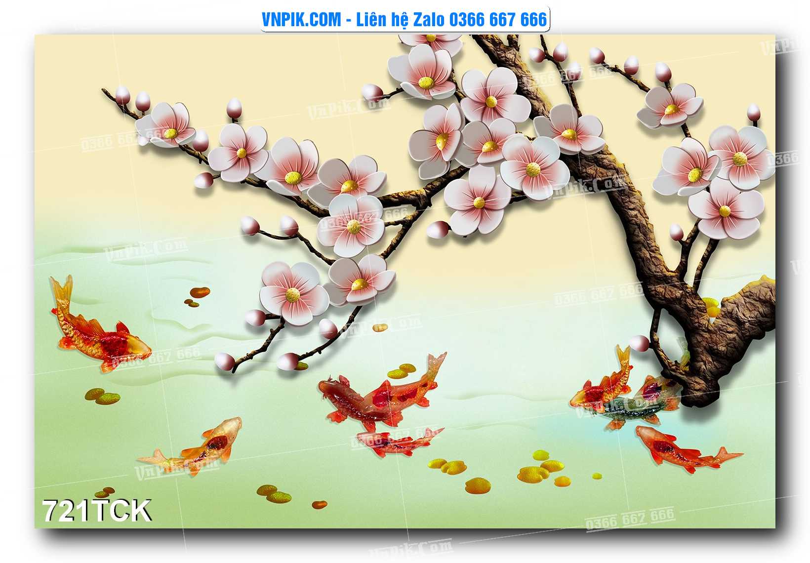 Tranh Hoa Sen – Cá Koi – Cá Chép 721TCK